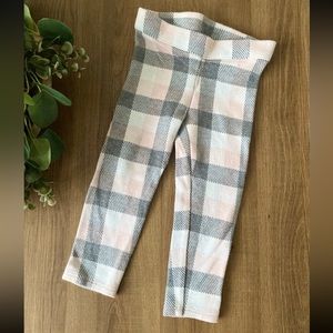 Janie and Jack Pink Grey and White Checkered Legging